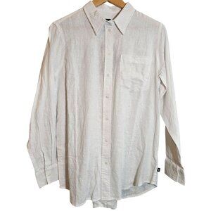 New Gap Women's Bright White Button-Up Shirt S Linen blend Capsule Beach top